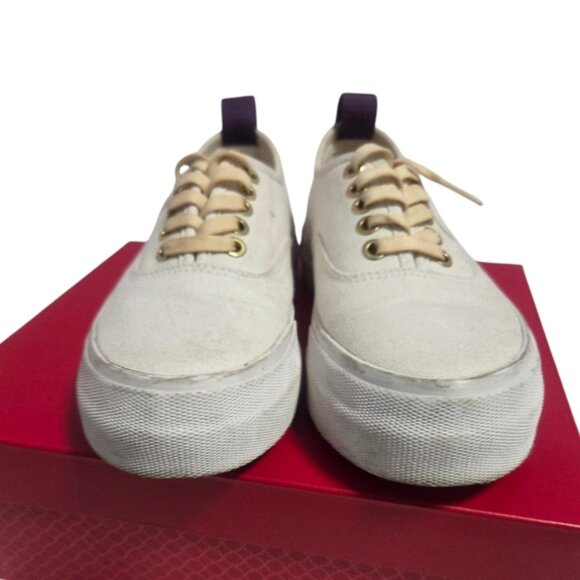 Eytys White and Purple Sneakers with Distinctive Pull Tabs - Picture 2 of 10